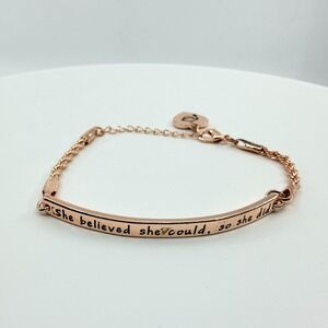 VTG Rose Gold Inscribed Bar Bracelet - She Believed She Could Gift